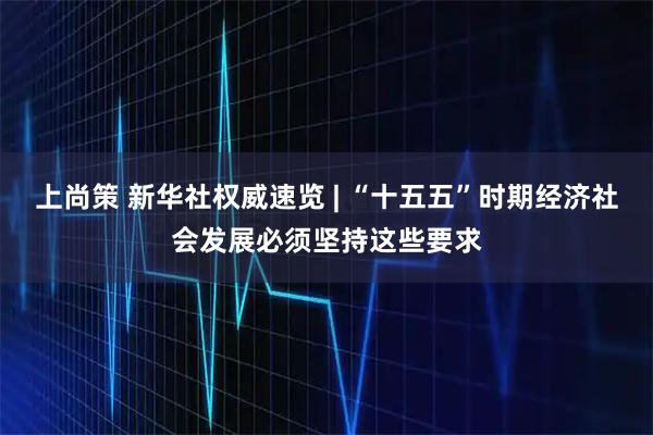 上尚策 新华社权威速览 | “十五五”时期经济社会发展必须坚持这些要求